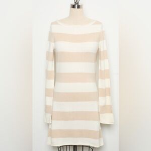 Bold stripes  Long-sleeve Sweater Dress 100%Cashmere[NEW]